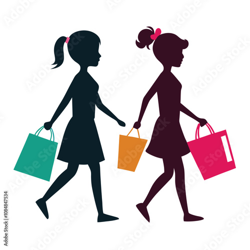 two girls with shopping bags