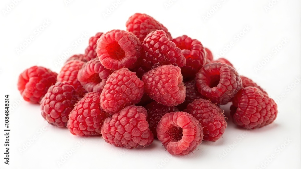 A vibrant pile of fresh, ripe raspberries, showcasing their rich red color and natural sweetness. A vibrant pile of fresh, ripe raspberries, showcasing their rich red color and natural sweetness.