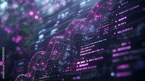 futuristic depiction of personalized medicine, showcasing glowing DNA strand intertwined with digital data and vibrant colors, symbolizing advanced technology and health innovation