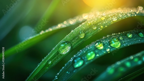 Green wheat ears covered in morning dew showcasing the beauty of nature