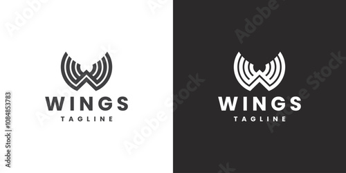 modern wings w letter logo vector
