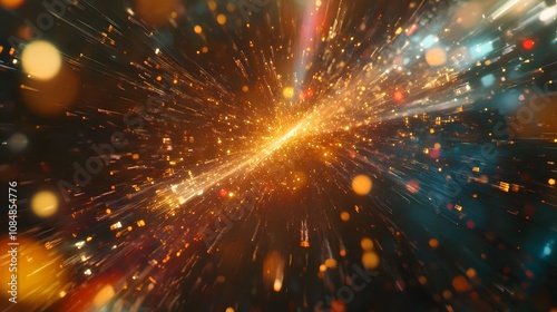 An abstract digital universe of interconnected points, forming a conceptual, hyper-futuristic view of space and time. 4k resolution, cinematic scene