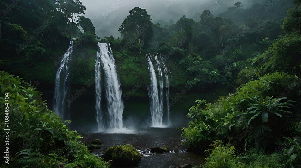 Naklejka premium waterfall in the mountains