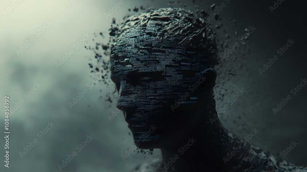 A humanoid AI figure in 3D, with 2D layers of data projections around its head, symbolizing cognitive processing. 4k resolution, Cinematic Scene A humanoid AI figure in 3D, with 2D layers of data projections around its head, symbolizing cognitive processing. 4k resolution, Cinematic Scene
