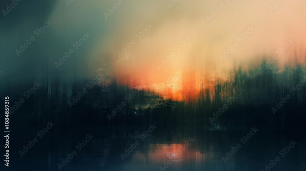 Naklejka premium Abstract sunset painting