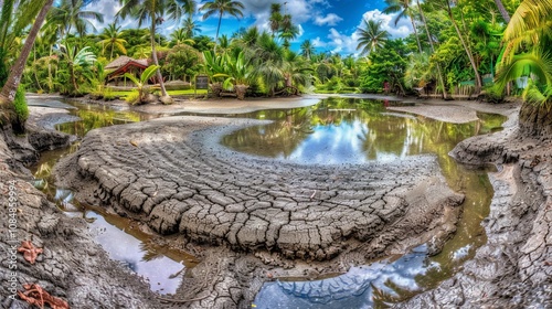 dry lake in the forest 