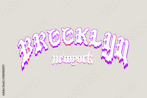 Brooklyn bridge newyork Gothic Font Slogan Graphic Vector Illustration