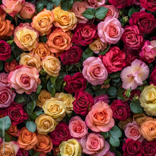 A vibrant array of roses in various hues, showcasing nature's beauty and diversity in floral arrangement.