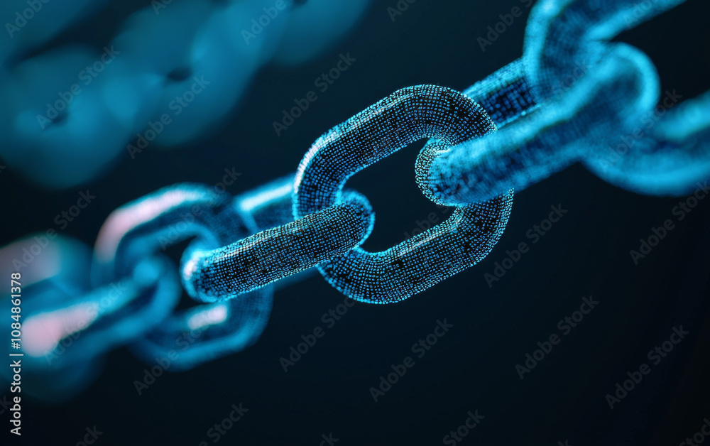 Digital chain link connection abstract background 3d illustration technology environment close-up viewpoint blockchain concept for modern security solutions