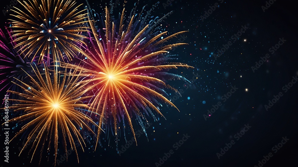 Happy New Year made of sparkles firework at night Happy New Year made of sparkles firework at night