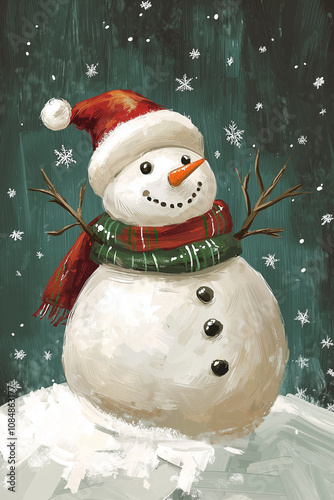 Snowman in the snow for Christmas 