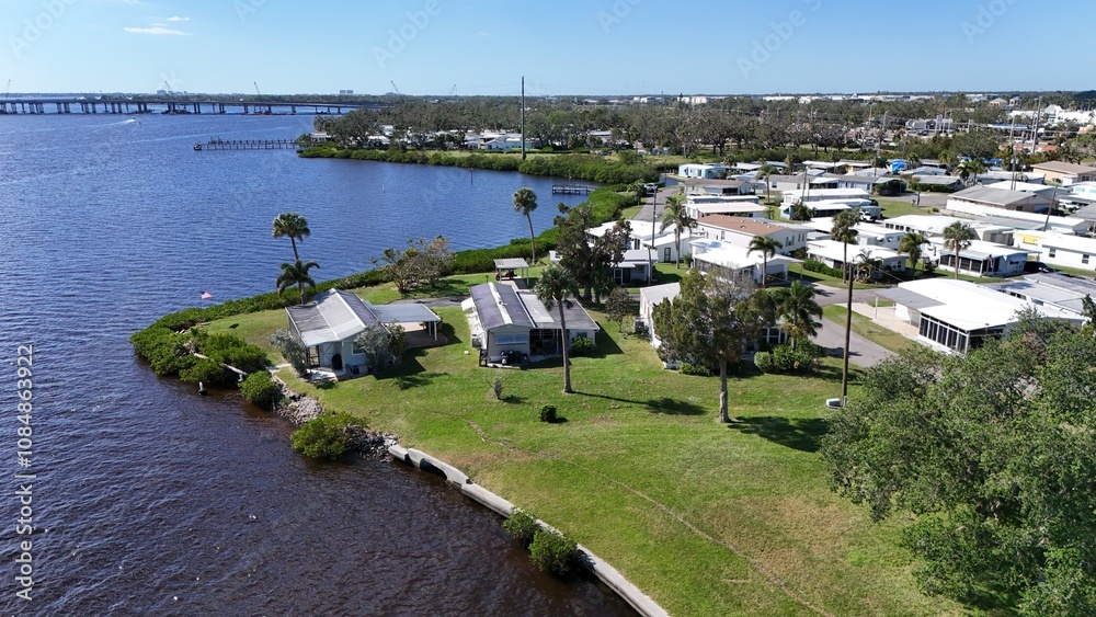 American coastal trailer park on Manatee River, Ellenton, Florida American coastal trailer park on Manatee River, Ellenton, Florida