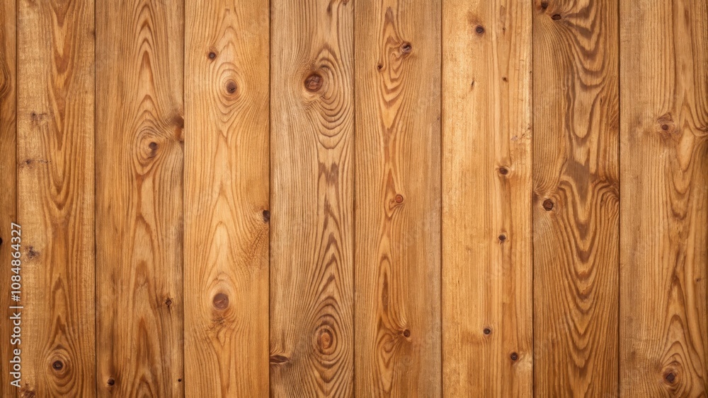 Fototapeta premium High-resolution image of natural light brown wood planks arranged vertically, showcasing the intricate grain and knot patterns of the timber