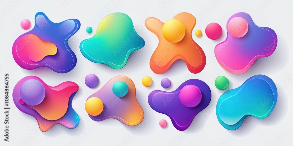 Abstract Colorful Shapes with Gradient Effects and Spheres Abstract Colorful Shapes with Gradient Effects and Spheres
