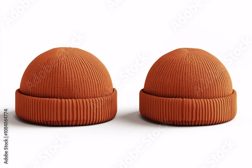 Warm and Stylish Knitted Beanie in Rust Orange photo