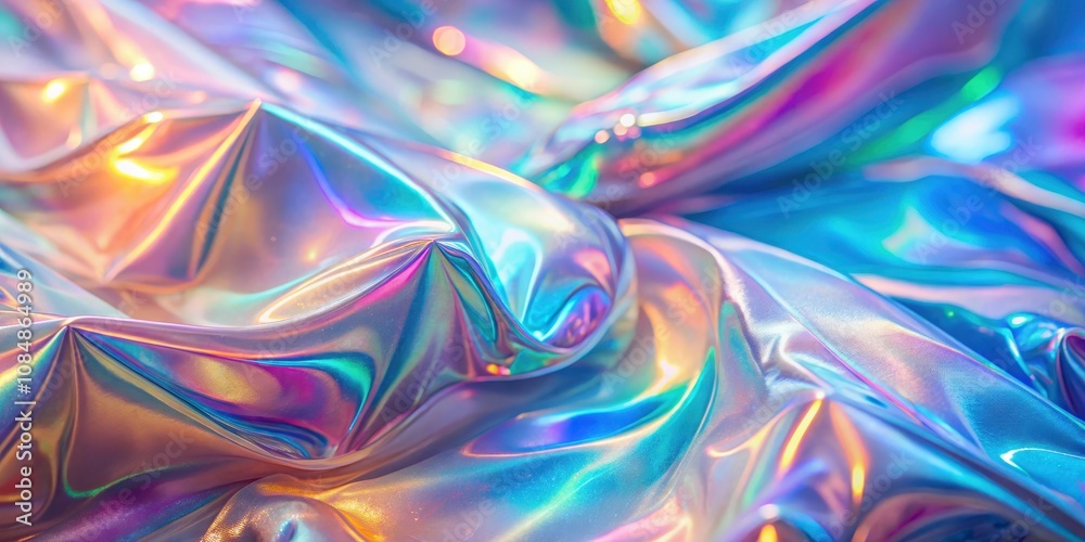 Abstract iridescent fabric texture, shimmering with pastel hues and subtle folds Abstract iridescent fabric texture, shimmering with pastel hues and subtle folds