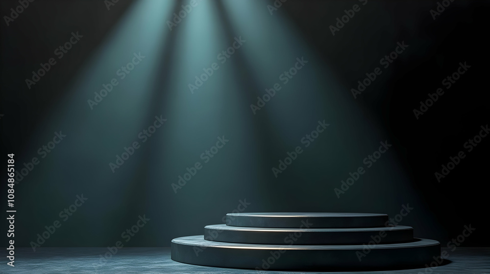 3D Render of a Dark Circular Platform with a Spotlight 3D Render of a Dark Circular Platform with a Spotlight