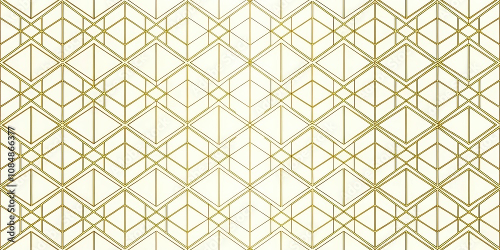 Fototapeta premium Elegant Gold Geometric Pattern Design with Interlocking Cubes and Triangles