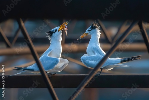 Photography two birds on a wire