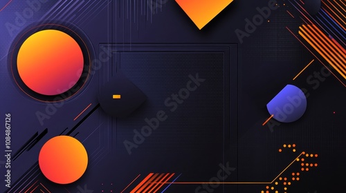 Abstract design featuring colorful geometric shapes on a dark background, suitable for digital projects. photo