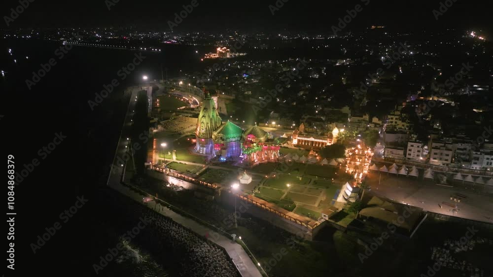 Temples of Lord Shiva, Indian Temple Architecture, Somnath Temple Aerial view Temples of Lord Shiva, Indian Temple Architecture, Somnath Temple Aerial view