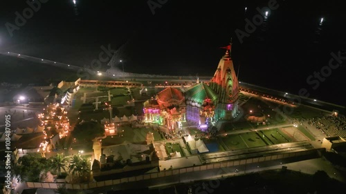 Temples of Lord Shiva, Indian Temple Architecture, Somnath Temple Aerial view photo