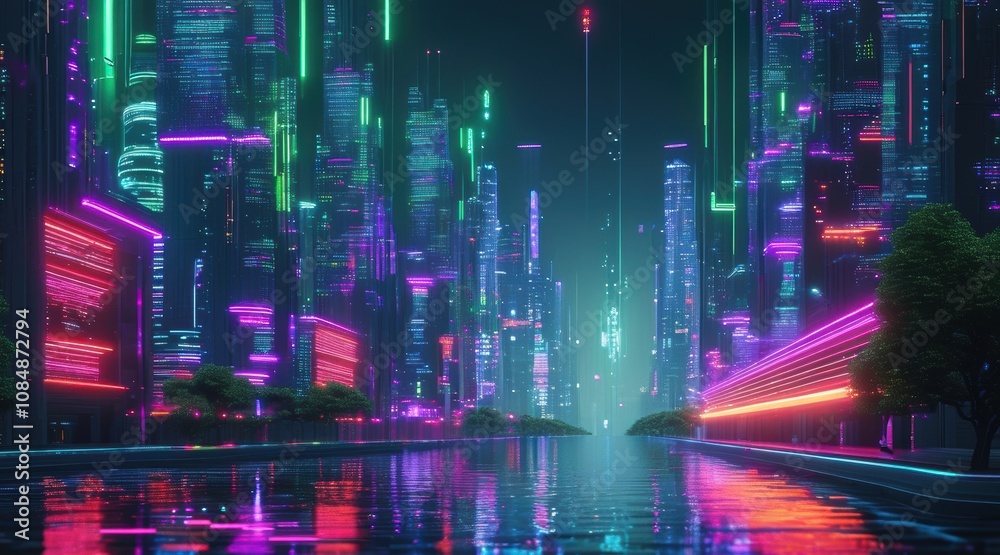 Holographic Digital Data City in a Futuristic Virtual World Holographic Digital Data City in a Futuristic Virtual World