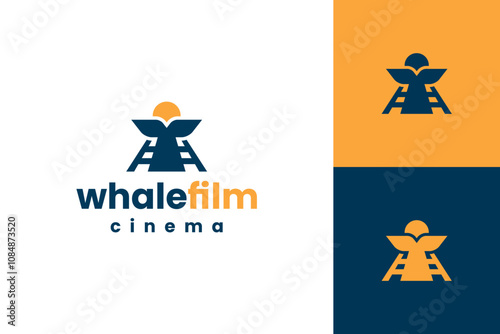 whale cinema logo vector