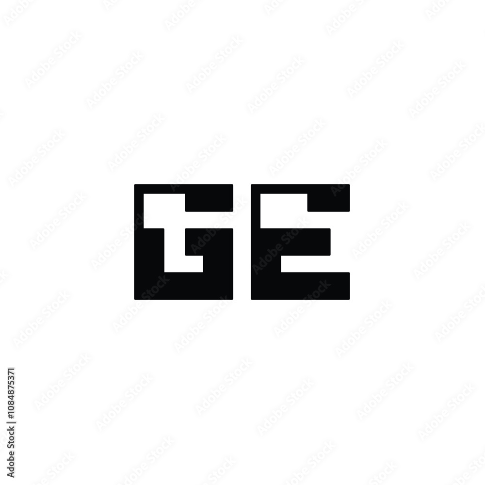 Obraz premium GE monogram logo design letter text name symbol monochrome logotype alphabet character simple logo