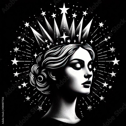 Crown of Courage A woman wearing a crown made of stars symbolizi photo