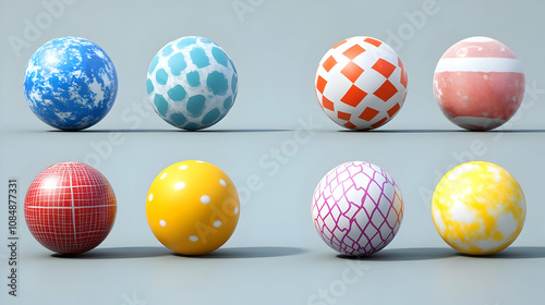 3D Colorful Easter Eggs with Various Patterns - 3D Illustration