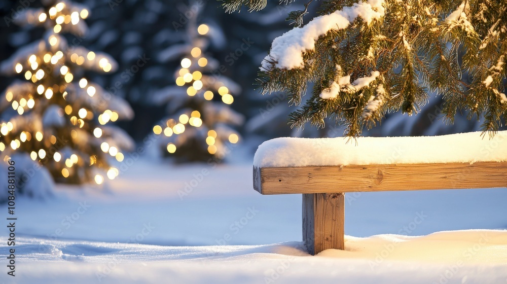 Naklejka premium Softly illuminated snow-laden trees in winter highlands