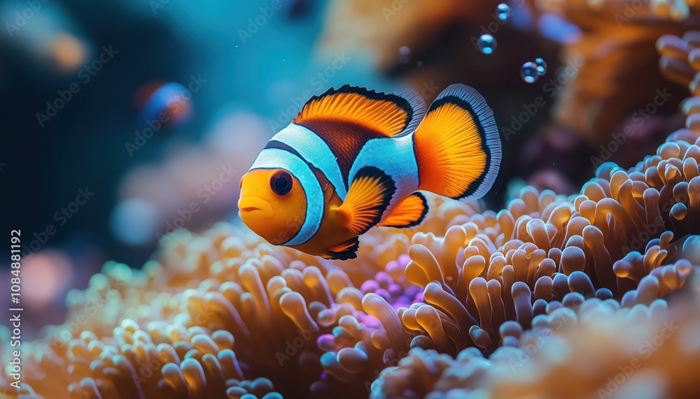 Clown fish with coral reef underwater scene Clown fish with coral reef underwater scene