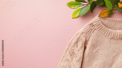 Creating cozy style braided pattern sweater on muted plum background fashion home decor indoor creative concept photo