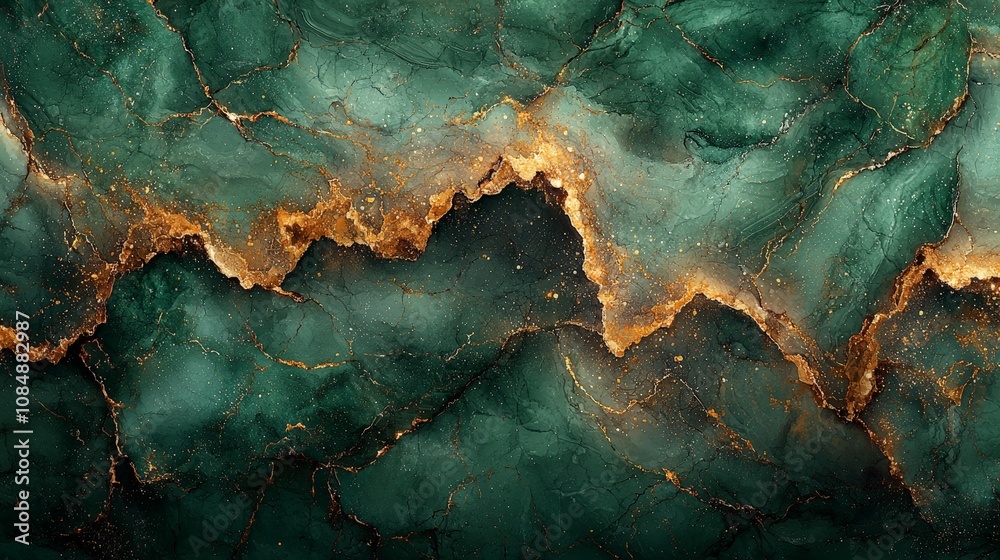 Abstract green and gold marbled texture with fluid patterns. Abstract green and gold marbled texture with fluid patterns.