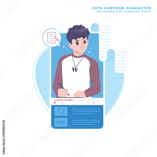 copywriter concept cute cartoon illustration