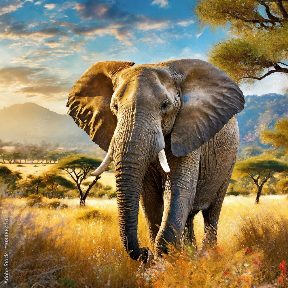 Fototapeta premium elephant in the savannah