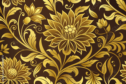 Floral pattern. Vintage wallpaper in the Baroque style