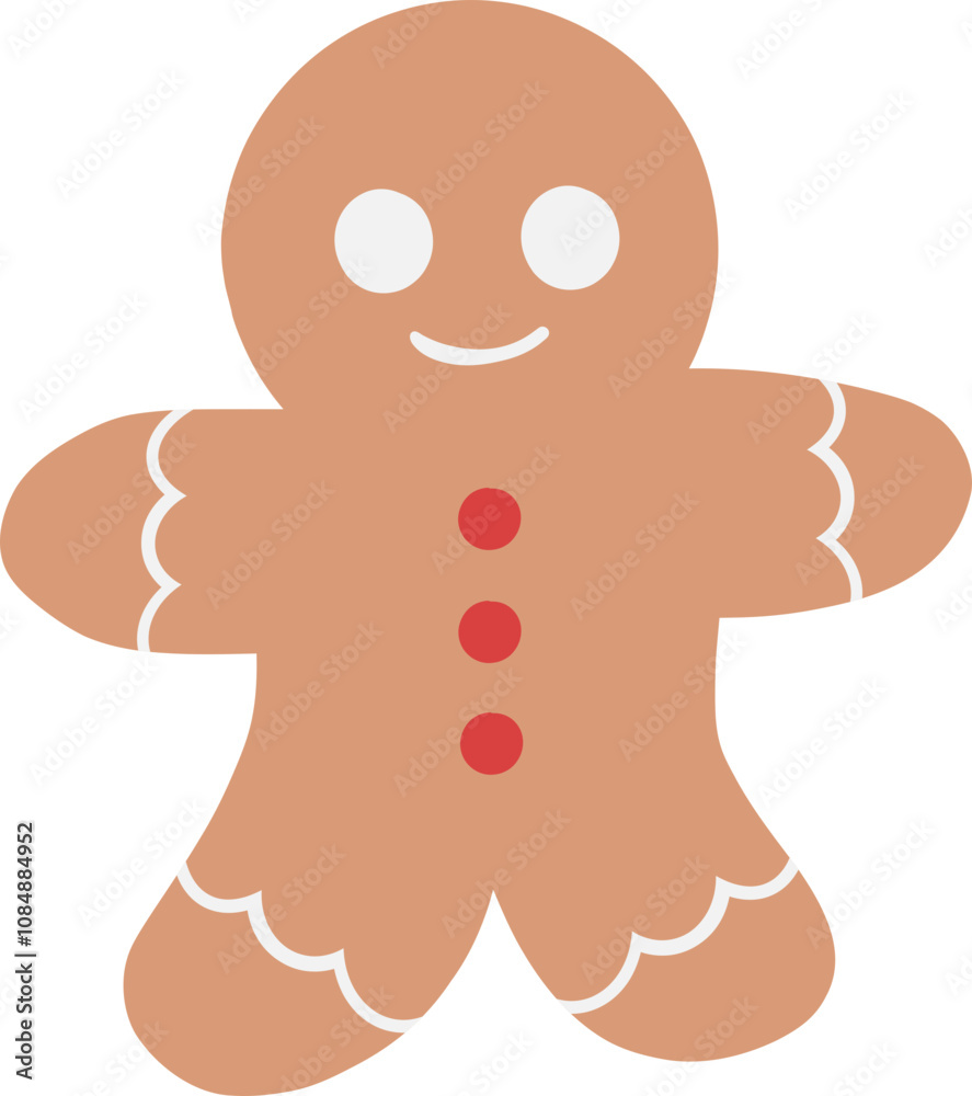 Obraz premium Gingerbread man cookie for Christmas decoration hand drawn flat design illustration