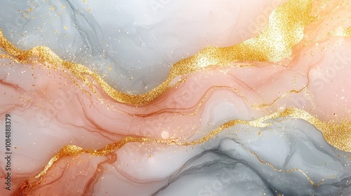 Abstract image featuring flowing colors and golden accents, ideal for backgrounds or designs.