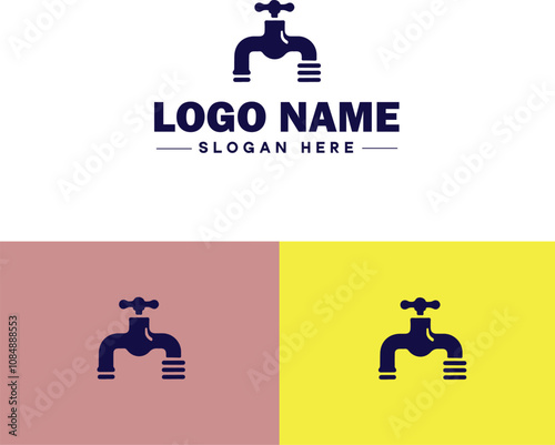 Plumbing icon Pipe symbol Plumbing emblem Waterworks icon flat logo sign symbol editable vector