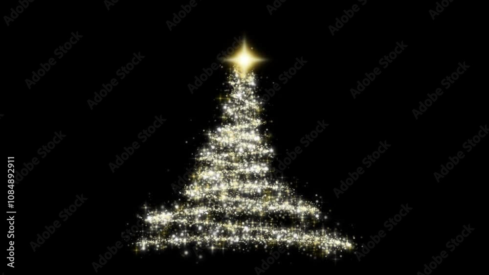 christmas tree particle zig zag path with gold yellow color