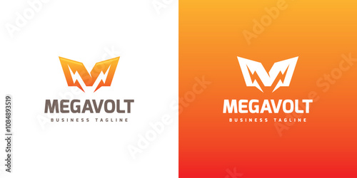 electric flash m letter logo vector