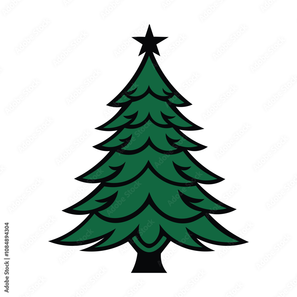 Christmas tree vector art illustration isolated on white background. Christmas tree vector art illustration isolated on white background.