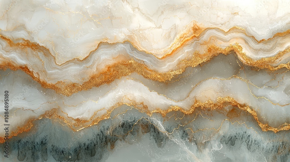 Abstract image of layered agate with gold accents and soft colors. Abstract image of layered agate with gold accents and soft colors.