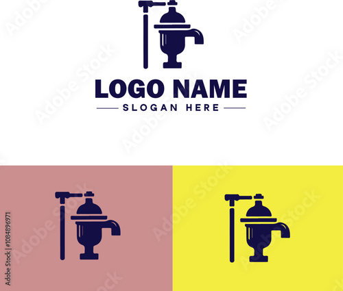 Plumbing icon Pipe symbol Plumbing emblem Waterworks icon flat logo sign symbol editable vector