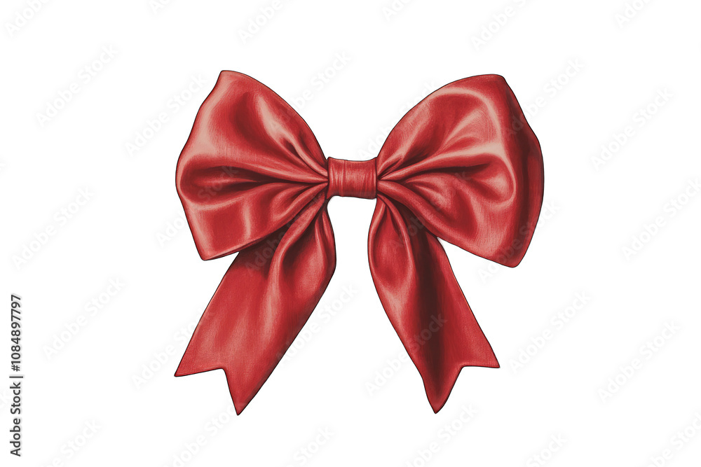 Red satin bow on a white background, closeup shot Red satin bow on a white background, closeup shot