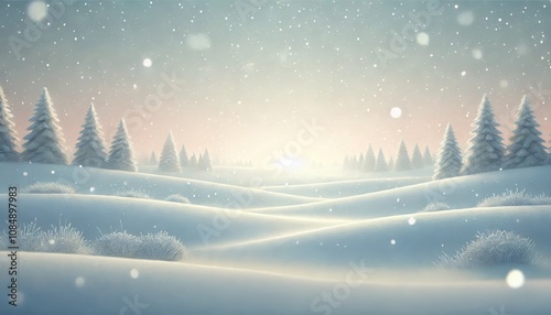 美しい雪景色のイラスト
