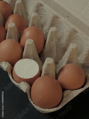 eggs in a cardboard container