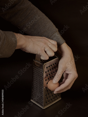 grate the egg, chopped eggs